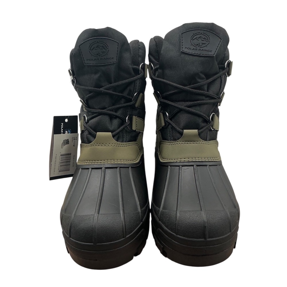 Polar Range Peak-01 Mens Winter‎ Boots Waterproof Duck Boots Olive Black Size 11